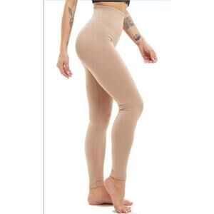 NWT Luoyanxi Cream Beige Fleece Lined High Waisted Leggings Large